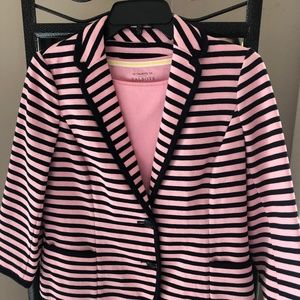 Talbots Petite Small,  Navy and Pink Striped Knit Blazer